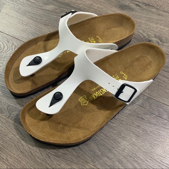birkenstock gizeh patent white